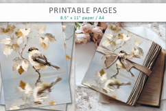 bird junk journal paper, paint texture art Product Image 5