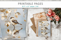 bird junk journal paper, paint texture art Product Image 8