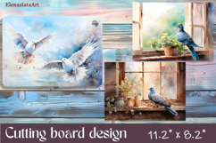 Flowers and bird pigeon Cutting Board Design. pigeon Board Product Image 1