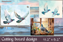 Flowers and bird pigeon Cutting Board Design. pigeon Board Product Image 1