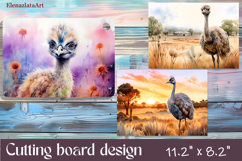 Flowers and bird ostrich Cutting Board Design. ostrich Board Product Image 1