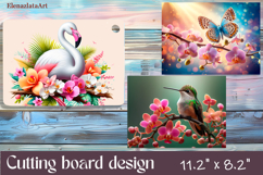 Flowers and bird Cutting Board Design. Tropical Board Product Image 1