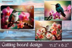 Flowers and bird Cutting Board Design. Tropical Board Product Image 1