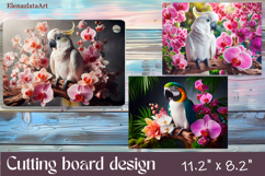 Flowers and bird Cutting Board Design. Tropical Board Product Image 1