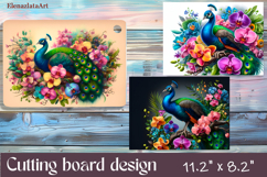 Flowers and bird Cutting Board Design. Tropical Board Product Image 1