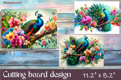 Flowers and bird Cutting Board Design. Tropical Board Product Image 1