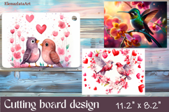 Flowers and bird Cutting Board Design. Tropical Board Product Image 1