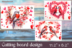 Flowers and bird Cutting Board Design. Love Board Product Image 1