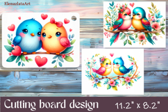 Flowers and bird Cutting Board Design. Love Board Product Image 1