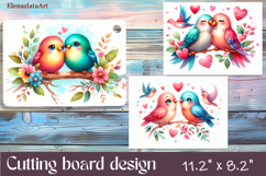 Flowers and bird Cutting Board Design. Love Board Product Image 1