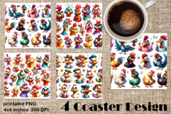 Funny bird easter, animal Coaster Sublimation Product Image 1