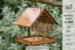 Bird Feeder Laser Cut. Hanging Bird Feeder Station SVG Product Image 1