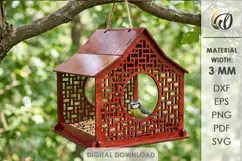 Bird Feeder Laser Cut. Hanging Bird Feeder House SVG Product Image 1