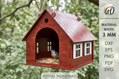 Bird Feeder Laser Cut. Hanging Bird Feeder House SVG Product Image 1