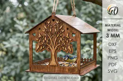 Bird Feeder Laser Cut. Hanging Bird Feeder House SVG Product Image 1