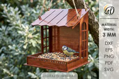 Bird Feeder Laser Cut. Hanging Bird Feeder House SVG Product Image 1