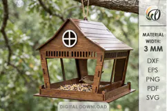 Bird Feeder Laser Cut. Hanging Bird Feeder House SVG Product Image 1