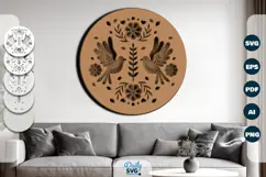 Love Bird Floral Folk Art Layered Laser Cut Product Image 1