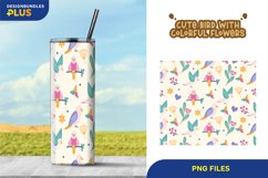 Cute Bird with Colorful Flowers Seamless 20 oz Tumbler Wrap Product Image 1