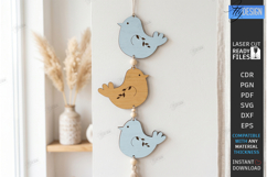 Birds Hanging Decor Ornament Laser Cut | 3D Floral Decor Product Image 1