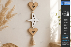 Bird Hanging Decor Ornament Laser Cut | 3D Floral Decor |CNC Product Image 1