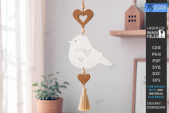 Bird Hanging Decor Ornament Laser Cut | 3D Floral Decor |CNC Product Image 1