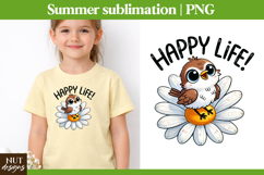 Happy Life Daisy Bird Summer sublimation Funny quotes Product Image 1