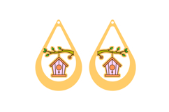Bird house Earrings, Teardrop Earrings, Laser Cut SVG Design Product Image 2