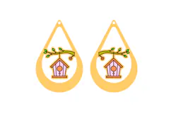 Bird house Earrings, Teardrop Earrings, Laser Cut SVG Design Product Image 2