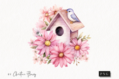 Pink Flower Bird House | Spring PNG Product Image 1