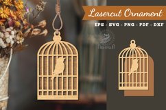 Bird in a Cage Laser Cut Ornament Product Image 1
