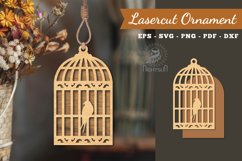 Bird in a Cage Laser Cut Ornament Product Image 1