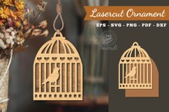 Bird in a Cage Laser Cut Ornament Product Image 1
