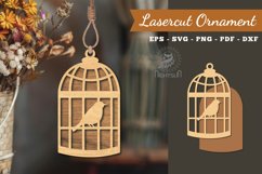 Bird in a Cage Laser Cut Ornament Product Image 1
