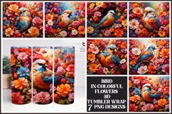 Bird In Colorful Flowers Sublimation 3D Tumbler Wrap Product Image 1