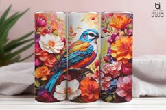 Bird In Colorful Flowers Sublimation 3D Tumbler Wrap Product Image 3