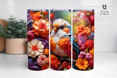 Bird In Colorful Flowers Sublimation 3D Tumbler Wrap Product Image 4