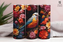 Bird In Colorful Flowers Sublimation 3D Tumbler Wrap Product Image 5