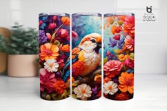 Bird In Colorful Flowers Sublimation 3D Tumbler Wrap Product Image 6