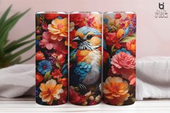 Bird In Colorful Flowers Sublimation 3D Tumbler Wrap Product Image 7