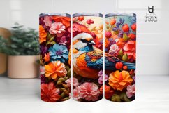 Bird In Colorful Flowers Sublimation 3D Tumbler Wrap Product Image 8