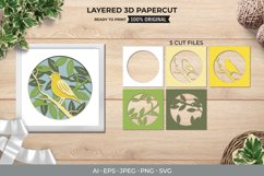 3D Papercut Little Bird on The Branch Layered Template Product Image 1