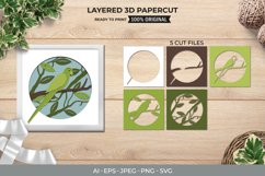 3D Papercut Bird Perching on a Tree Branch Layered Design Product Image 1
