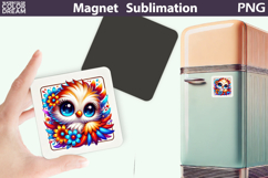 Cute Bird Floral Magnet | Owl Flowers Sublimation Product Image 1