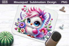 Cute Bird Floral Mousepad | Funny Bird Sublimation Product Image 1