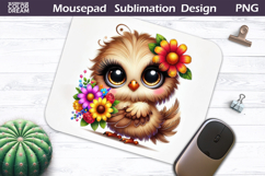 Cute Bird Floral Mousepad | Funny Bird Sublimation Product Image 1
