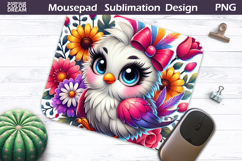Cute Bird Floral Mousepad | Funny Bird Sublimation Product Image 1