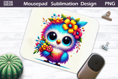 Cute Bird Floral Mousepad | Funny Bird Sublimation Product Image 1