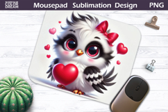 Cute Bird Heart Mousepad | Funny Bird Sublimation Product Image 1