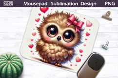 Cute Bird Heart Mousepad | Funny Owl Sublimation Product Image 1